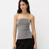 Metallic thread bandeau top with side vents Metallic thread bandeau top with side vents