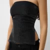 Metallic thread bandeau top with side vents Metallic thread bandeau top with side vents