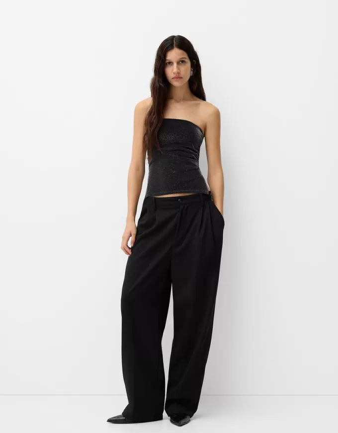 Metallic thread bandeau top with side vents Metallic thread bandeau top with side vents