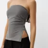 Metallic thread bandeau top with side vents Metallic thread bandeau top with side vents