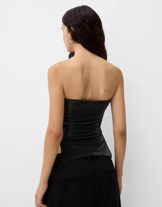 Metallic thread bandeau top with side vents Metallic thread bandeau top with side vents