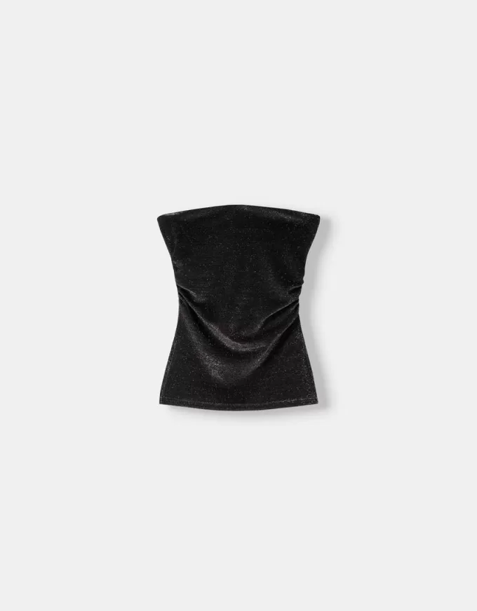 Metallic thread bandeau top with side vents Metallic thread bandeau top with side vents