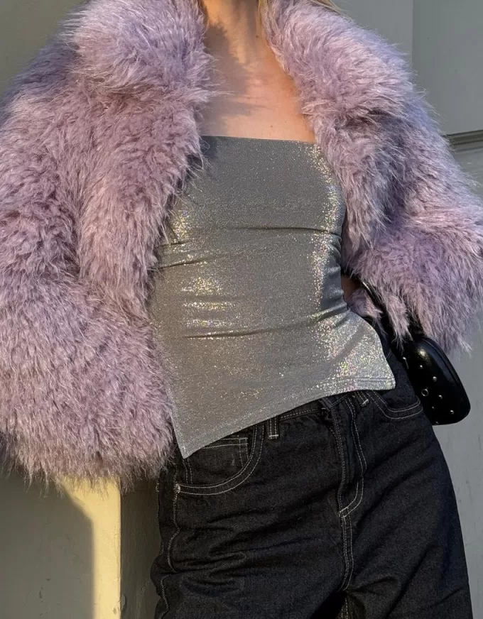 Metallic thread bandeau top with side vents Metallic thread bandeau top with side vents