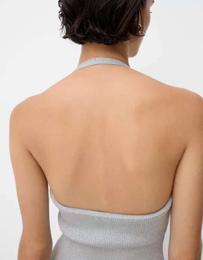 Metallic thread halter midi dress Metallic thread halter midi dress