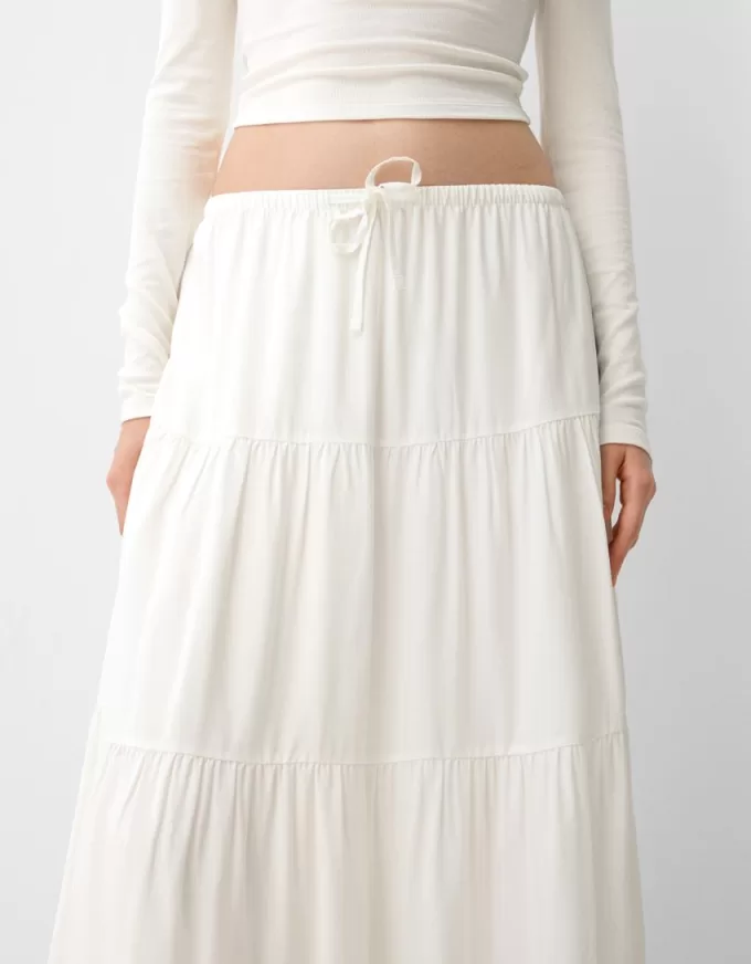 Midi skirt with elastic waist