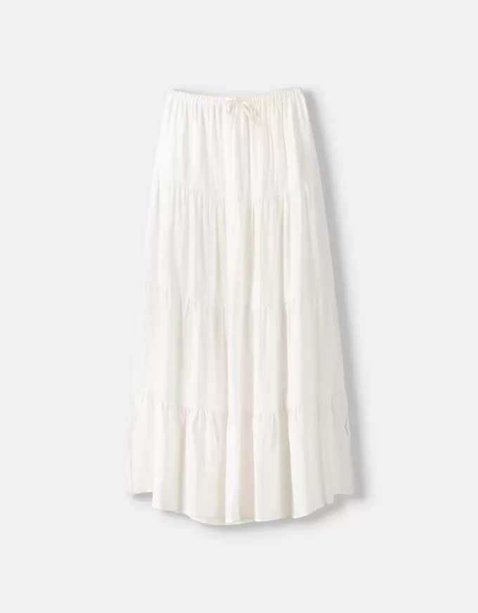 Midi skirt with elastic waist