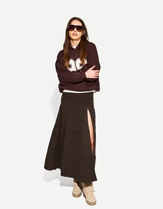 Midi tiered skirt