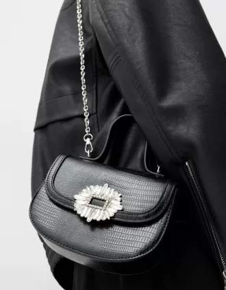 Minaudière with rhinestone clasp Minaudière with rhinestone clasp