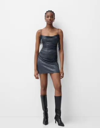 Mini dress with shiny straps