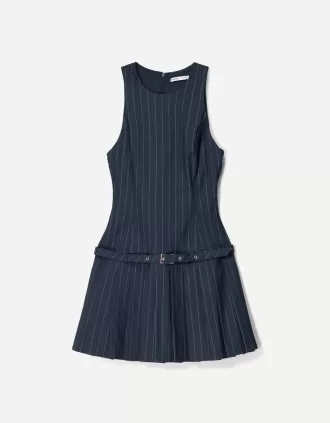 Mini dress with tie belt