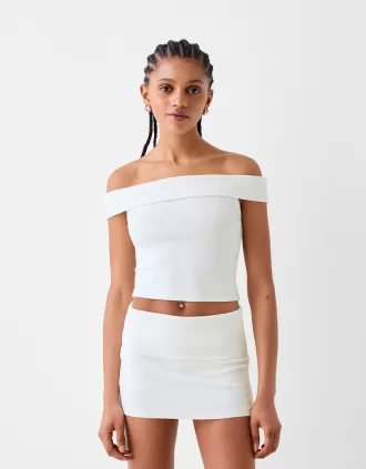 Mini fold-over-waist skirt