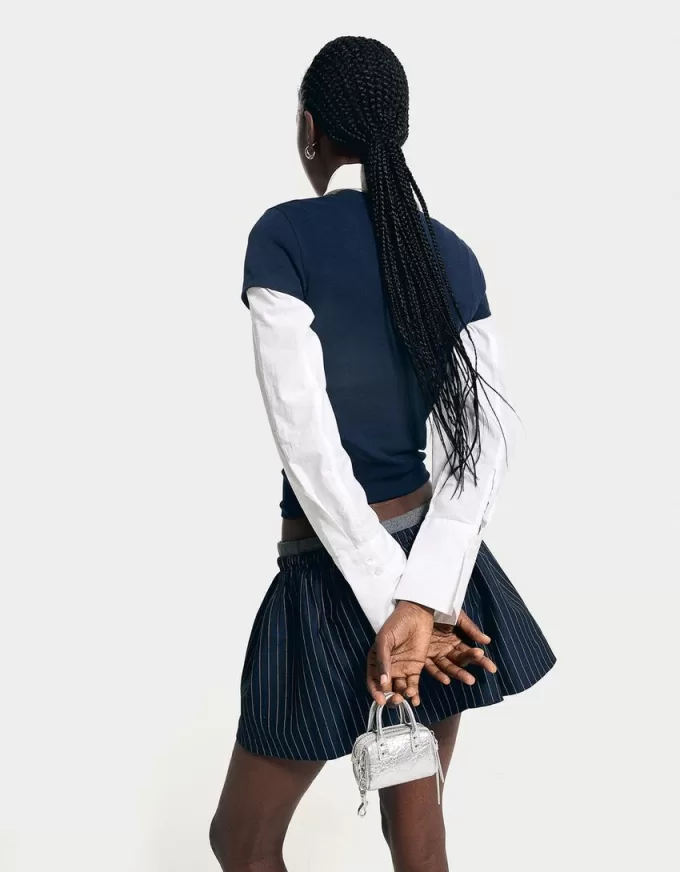 Mini skirt with contrast waist Mini skirt with contrast waist