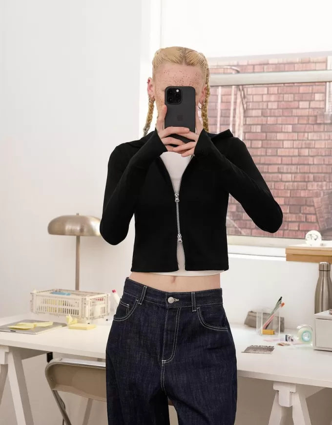 Modal zip-up hooded sweatshirt Modal zip-up hooded sweatshirt