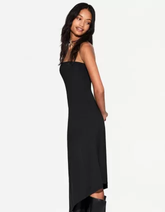 Off-the-shoulder asymmetric midi dress