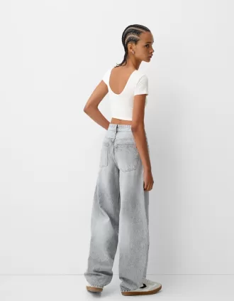 Open back T-shirt with rhinestones