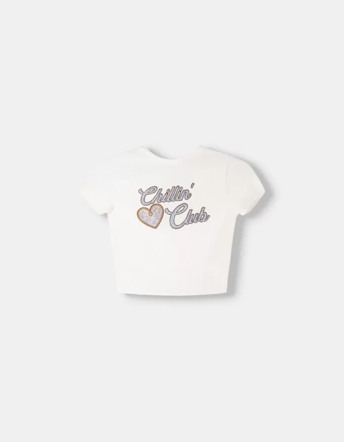 Open back T-shirt with rhinestones Open back T-shirt with rhinestones