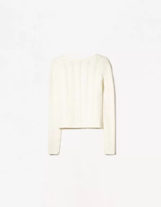 Open-knit cardigan with scoop neck Open-knit cardigan with scoop neck