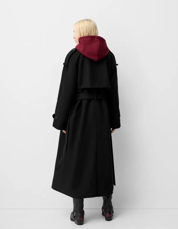 Oversize felt texture trench coat