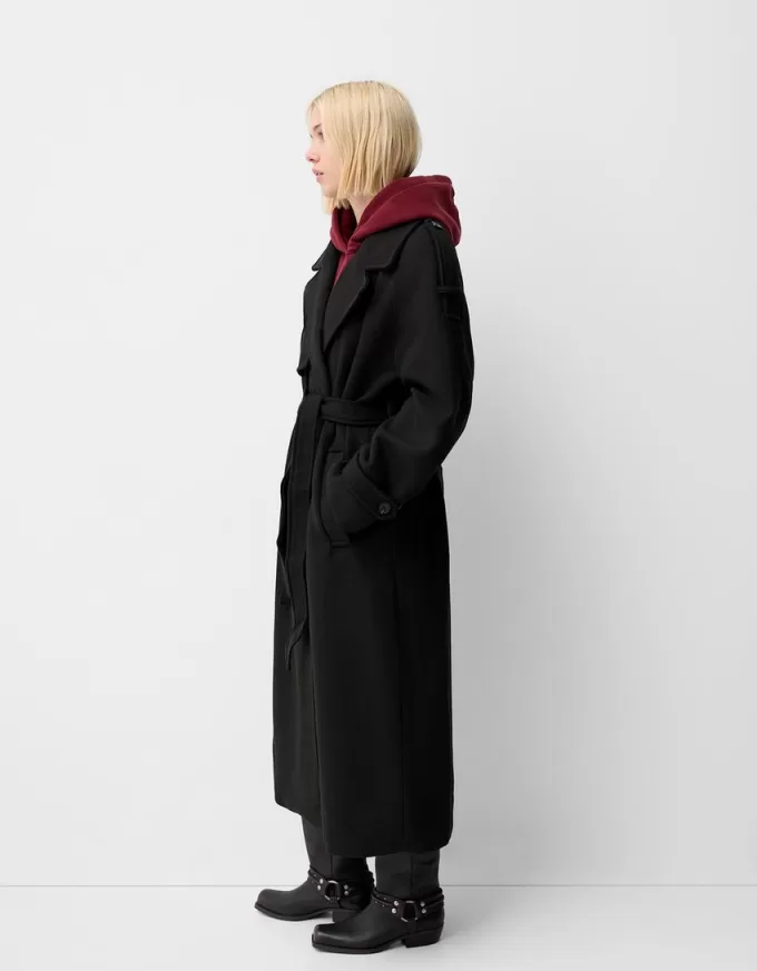 Oversize felt texture trench coat