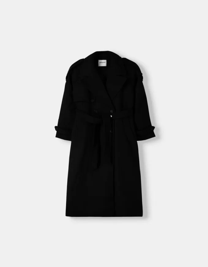 Oversize felt texture trench coat