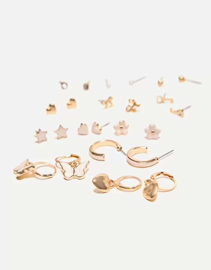 Pack of 12 mother-of-pearl-finish earrings Pack of 12 mother-of-pearl-finish earrings