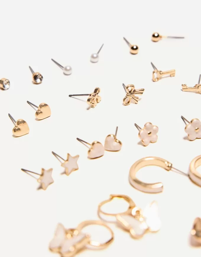 Pack of 12 mother-of-pearl-finish earrings Pack of 12 mother-of-pearl-finish earrings