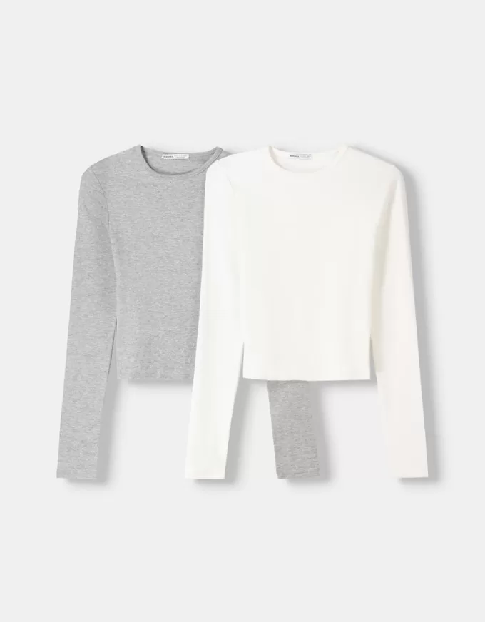 Pack of 2 long sleeve crew neck T-shirts