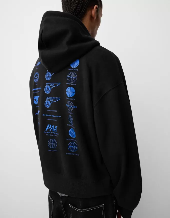 Pan Am print boxy fit hooded sweatshirt Pan Am print boxy fit hooded sweatshirt