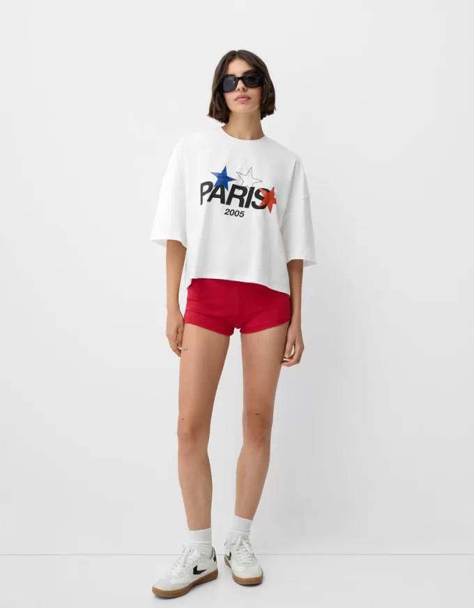 Paris short sleeve cropped T-shirt