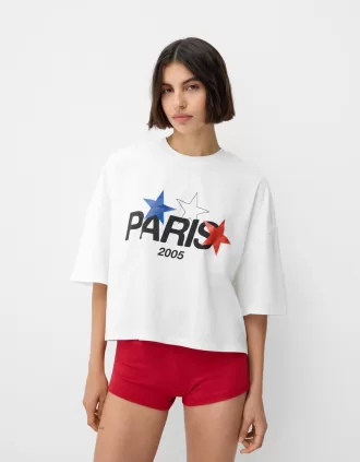 Paris short sleeve cropped T-shirt