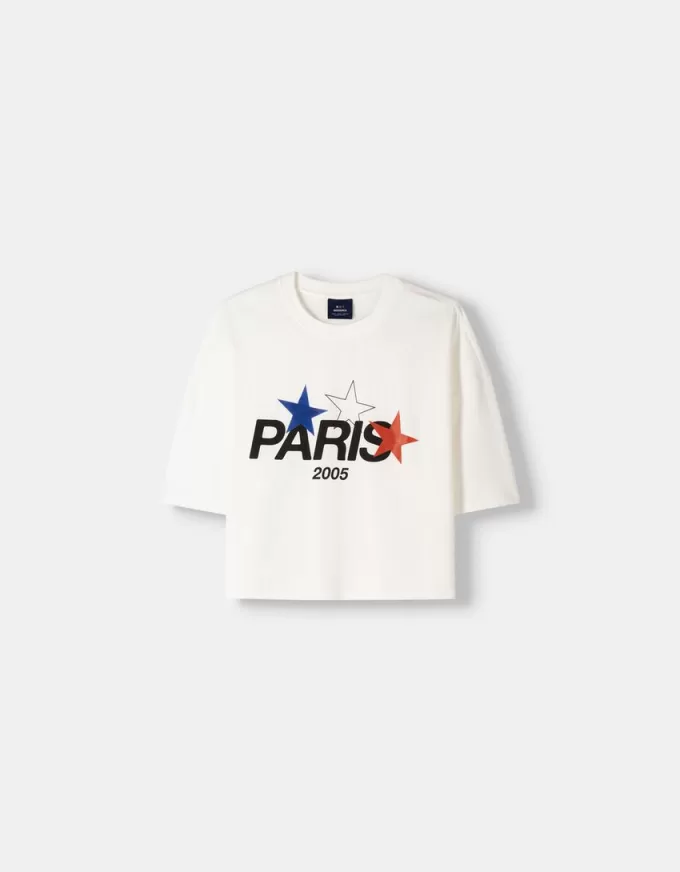 Paris short sleeve cropped T-shirt