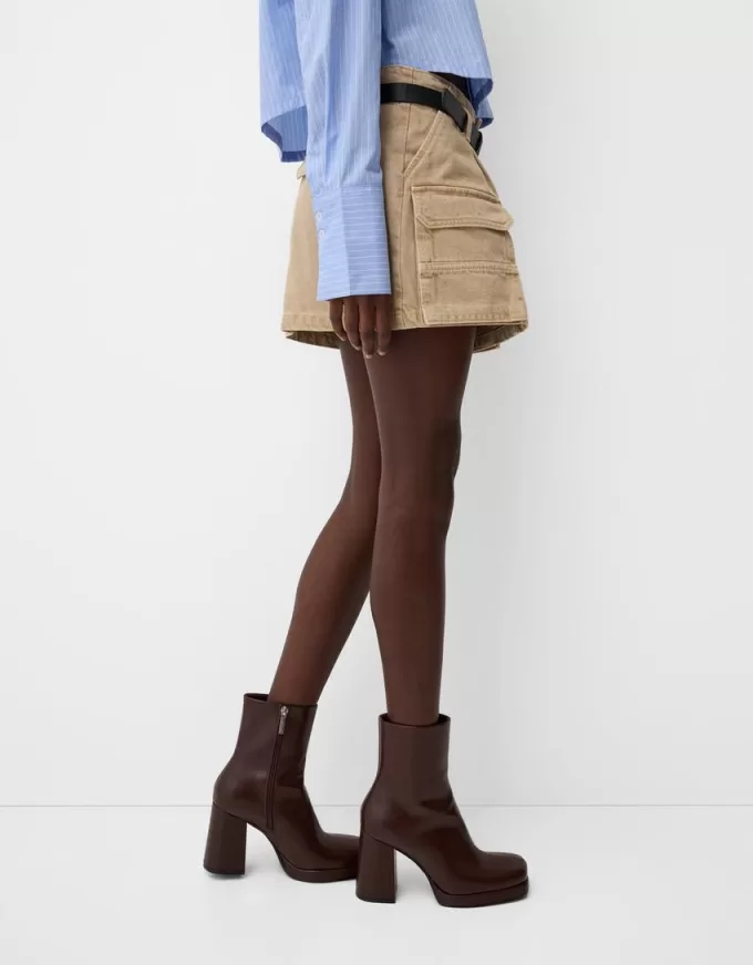 Platform high-heel ankle boots