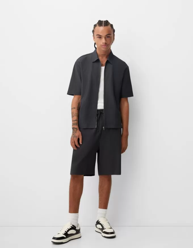 Pleated Bermuda sweat shorts Pleated Bermuda sweat shorts