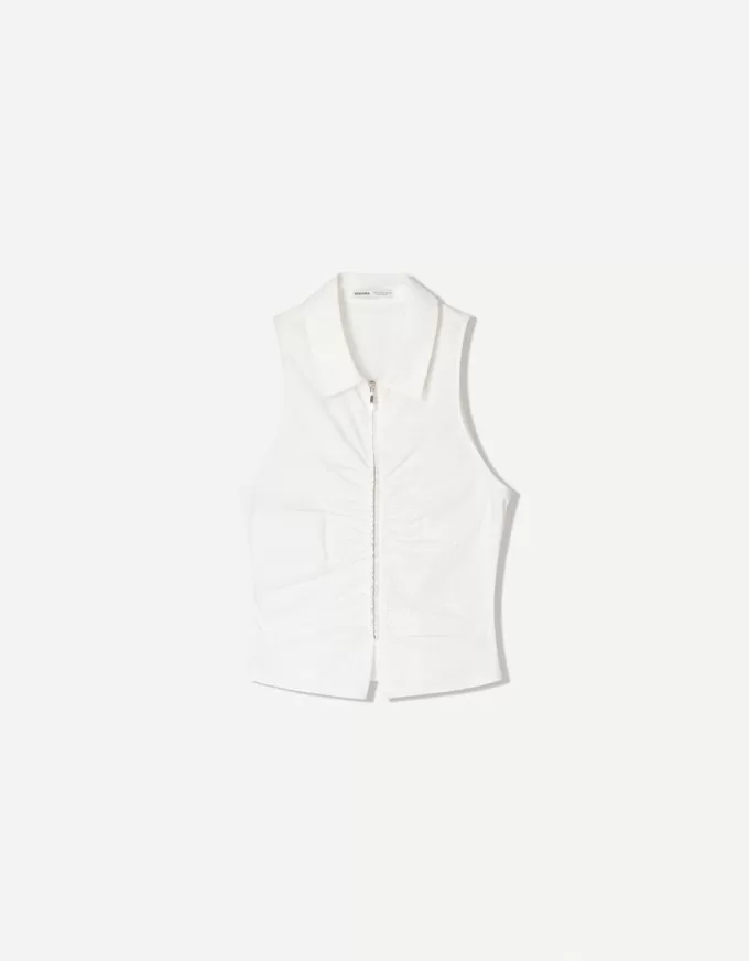 Poplin top with zipper Poplin top with zipper