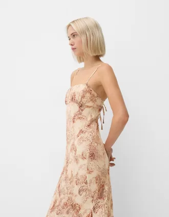 Printed midi dress with straps