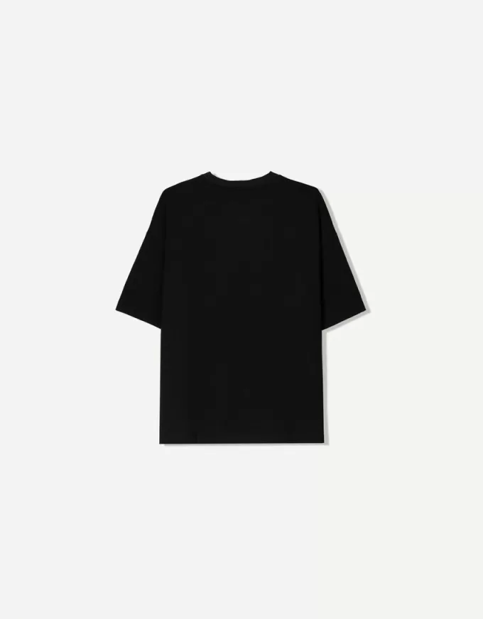 Printed short sleeve V-neck T-shirt