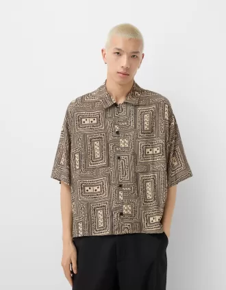 Printed short sleeve boxy fit shirt