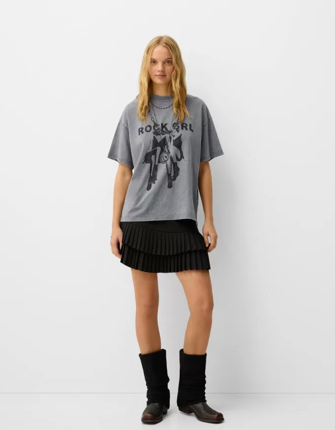 Printed short sleeve oversize T-shirt