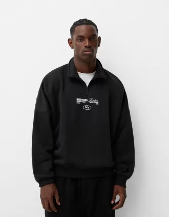 Printed sporty sweatshirt with zipper