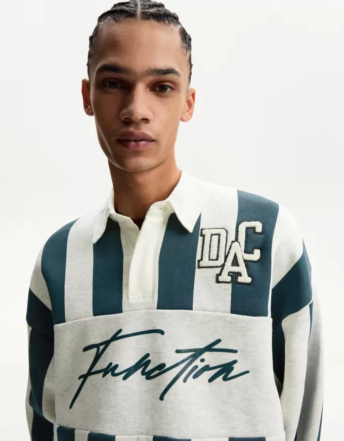 Printed sweatshirt with polo collar Printed sweatshirt with polo collar