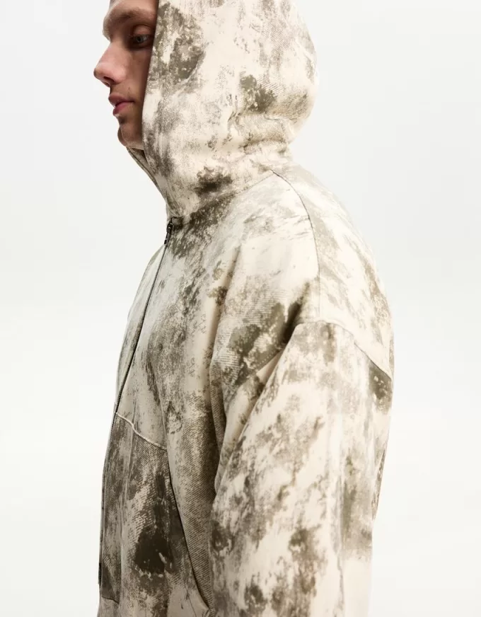 Printed sweatshirt with zipper