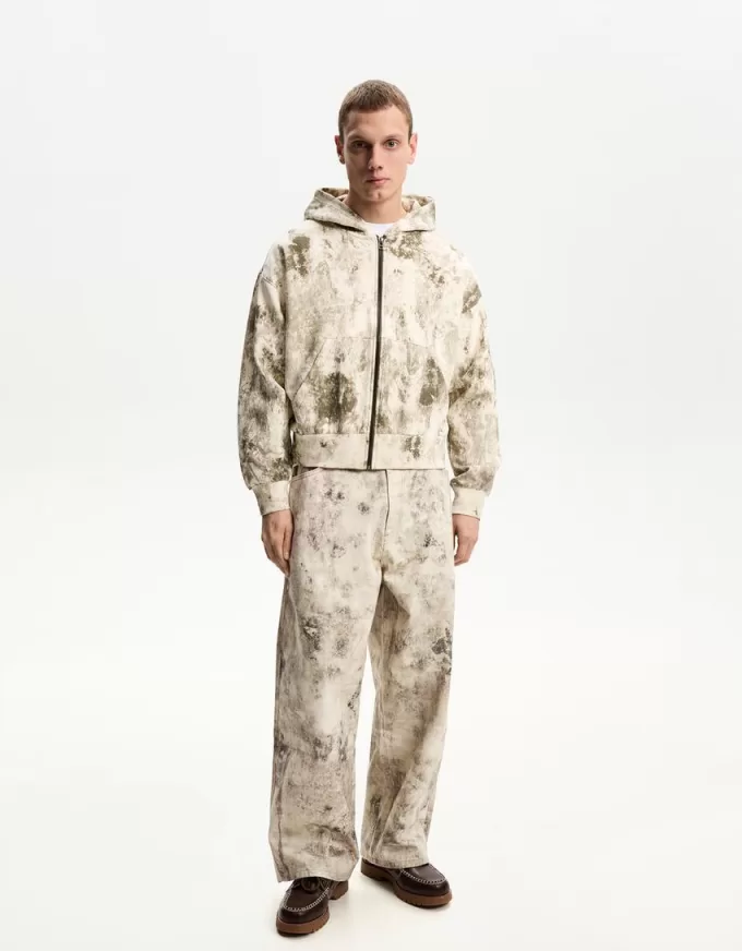 Printed sweatshirt with zipper