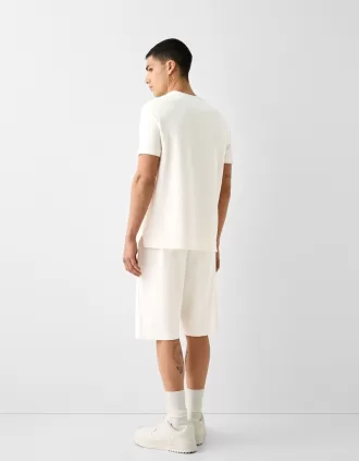 Relaxed-fit plush textured Bermuda shorts