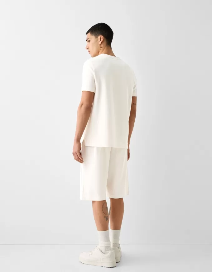 Relaxed-fit plush textured Bermuda shorts Relaxed-fit plush textured Bermuda shorts