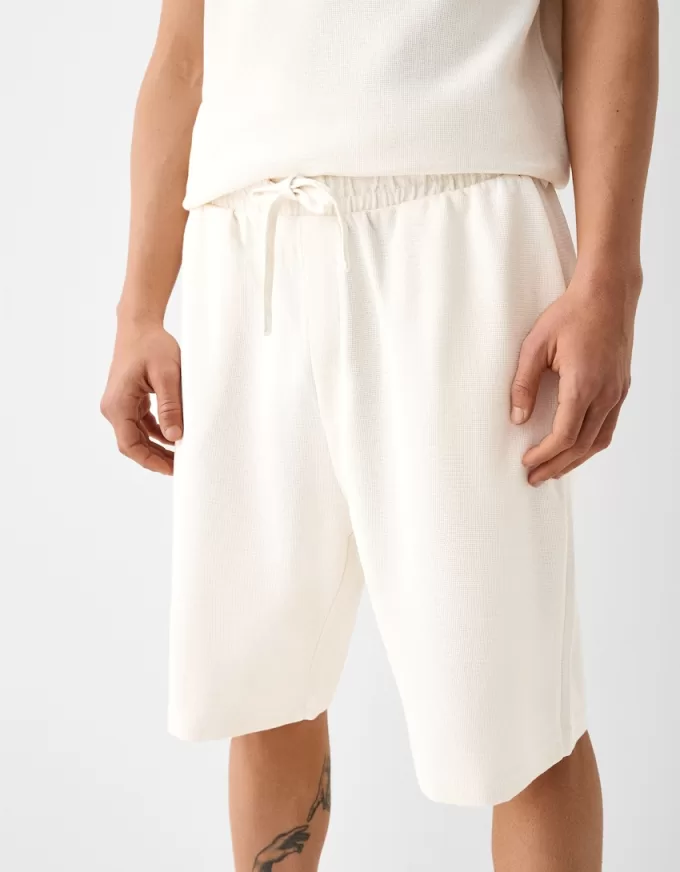 Relaxed-fit plush textured Bermuda shorts Relaxed-fit plush textured Bermuda shorts