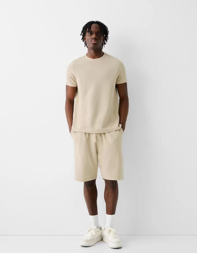 Relaxed-fit plush textured Bermuda shorts Relaxed-fit plush textured Bermuda shorts