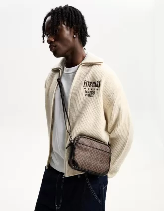 Retro crossbody bag with print