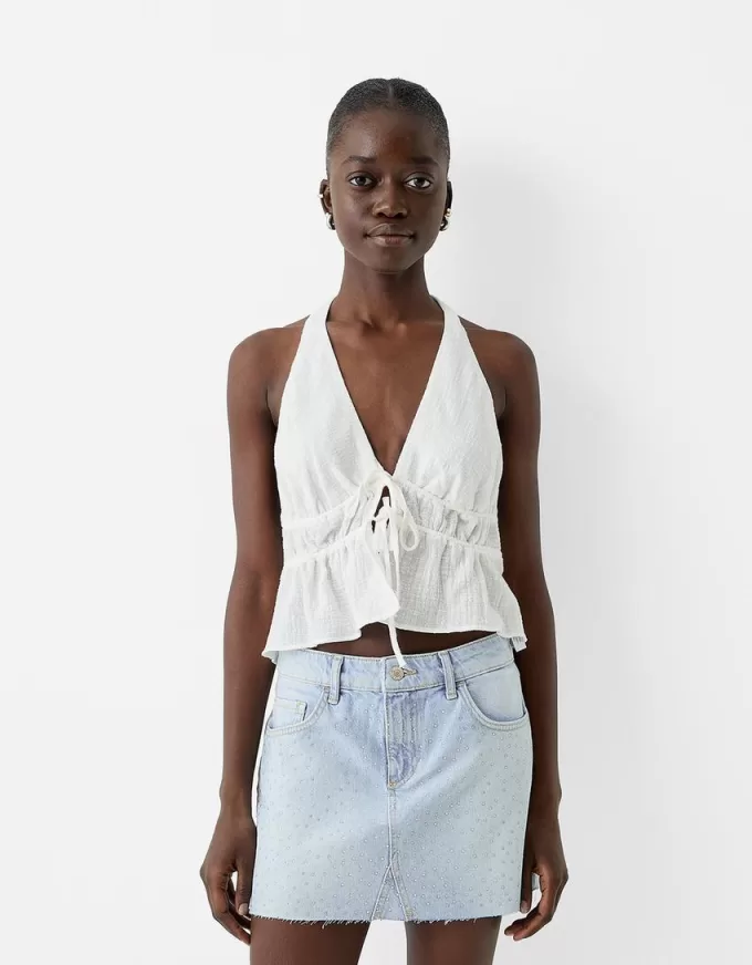 Rhinestone denim mini skirt Rhinestone denim mini skirt