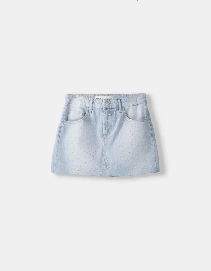 Rhinestone denim mini skirt Rhinestone denim mini skirt