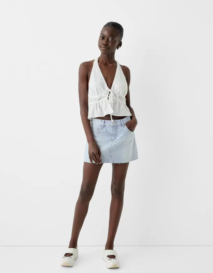 Rhinestone denim mini skirt Rhinestone denim mini skirt